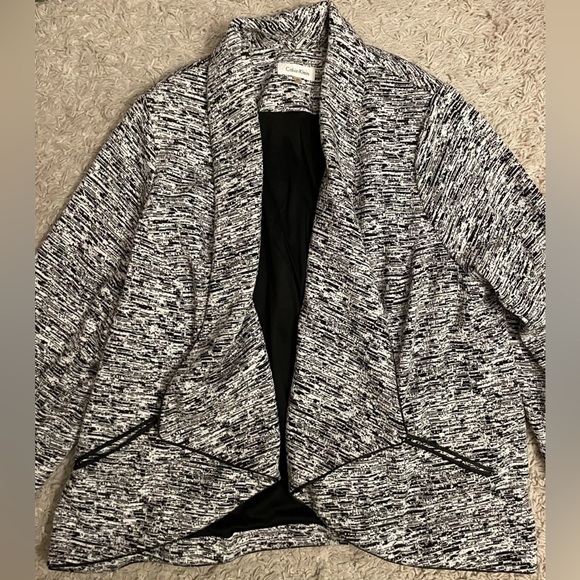 CALVIN KLEIN black white long sleeve blazer jacket 2x plus - Picture 2 of 5